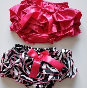 2 PC set Ruffle bottom satin diaper cover NWOT